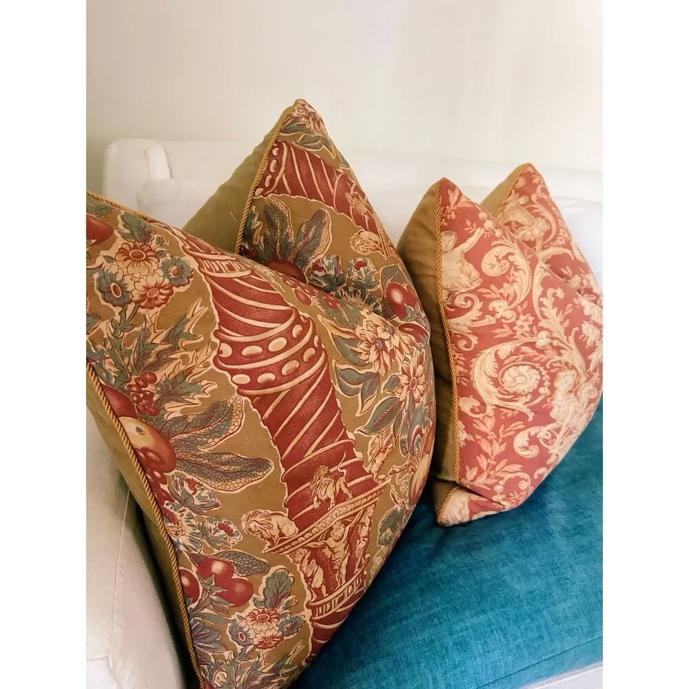 Vintage 90s Bennison Fabrics Linen Pillow